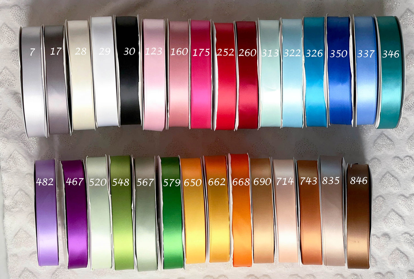 Couleurs disponibles pour les rubans de la ronde